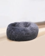 Black Plush Round Pet Cushion
