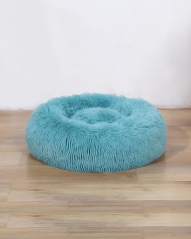 Dark Gray Plush Round Pet Cushion