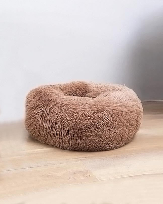Black Plush Round Pet Cushion
