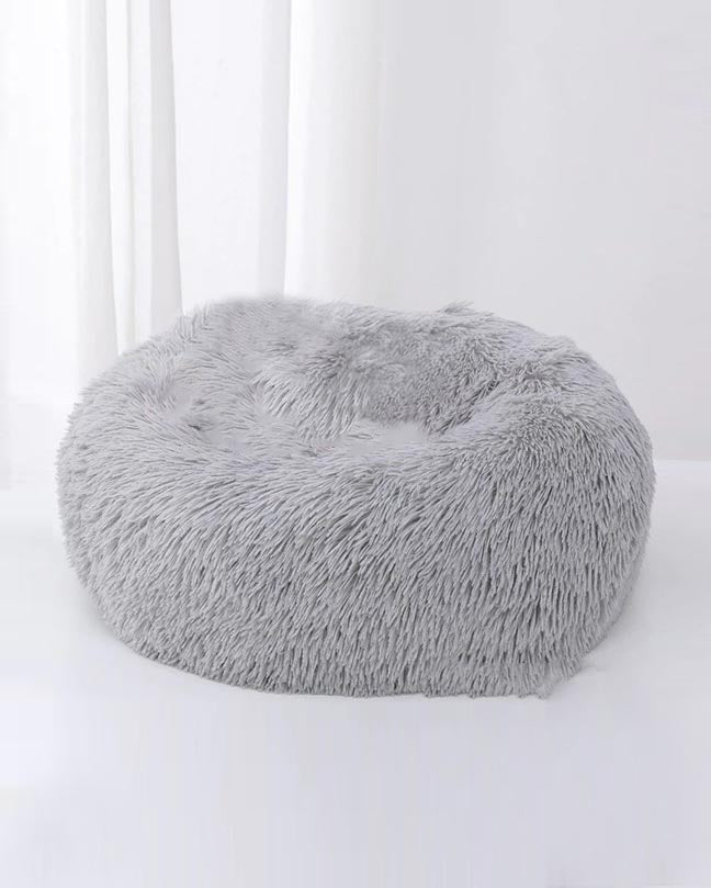 Blue Plush Round Pet Cushion