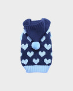 Navy Blue Heart Hooded Pet Sweater
