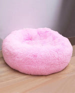 Khaki Plush Round Pet Cushion