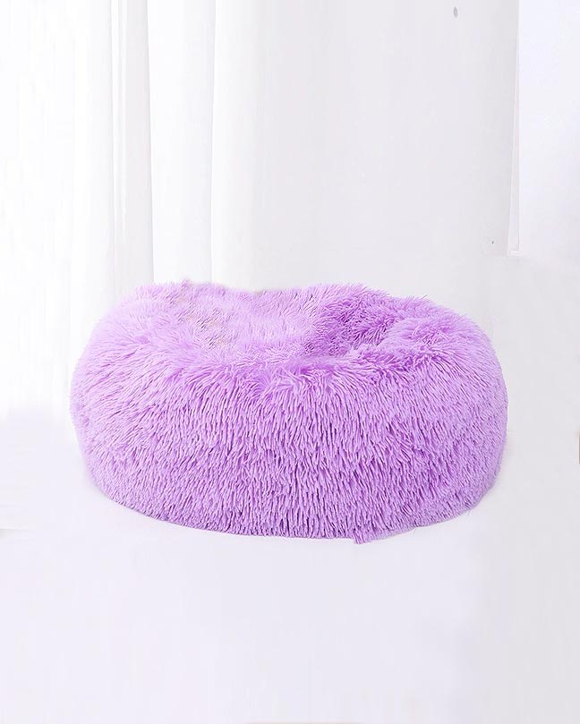 Light Gray Plush Round Pet Cushion